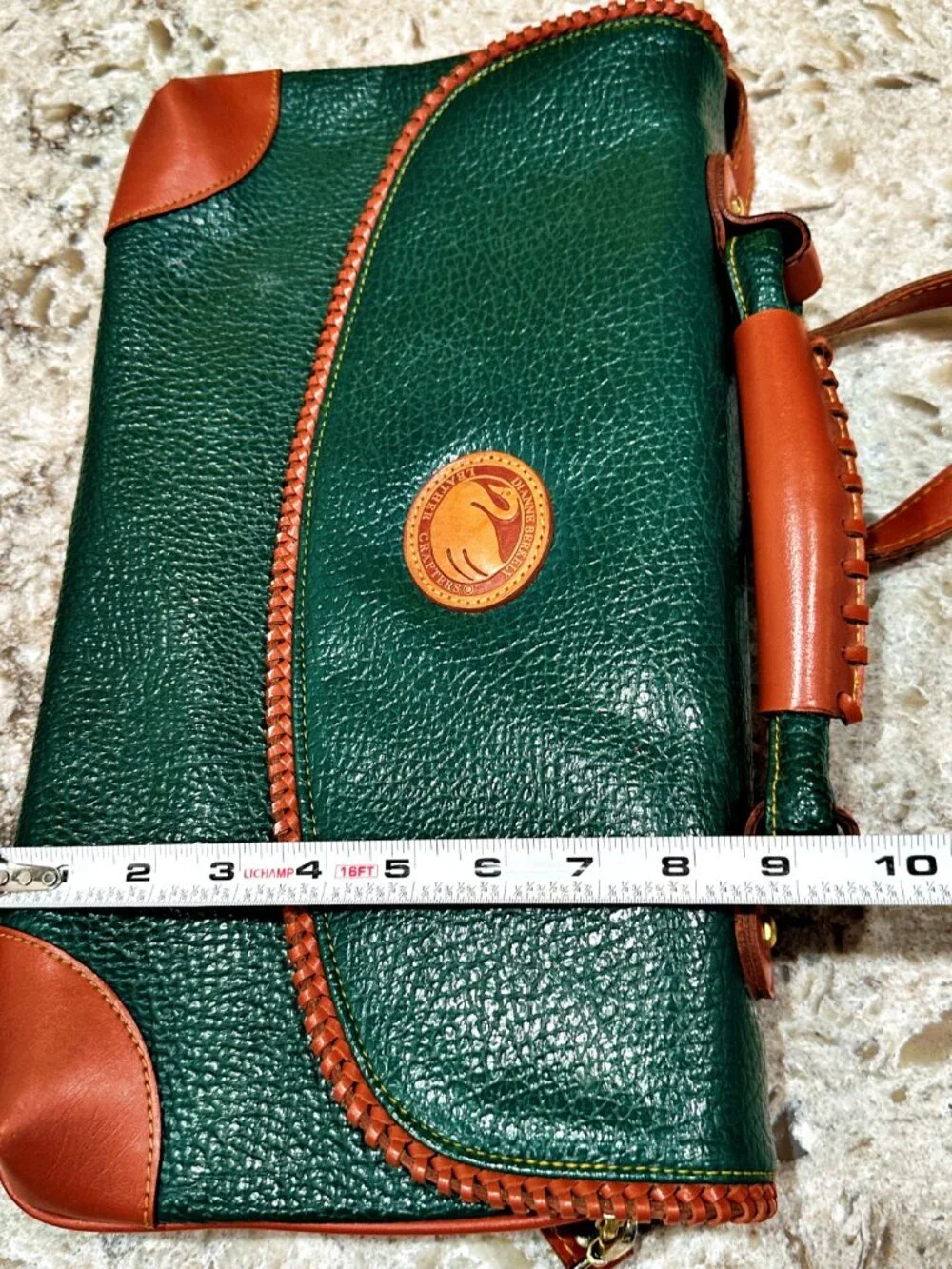 DIANNE BERKELY Leather Crafters Bag Forest Green Brown Satchel Shoulder Vintage